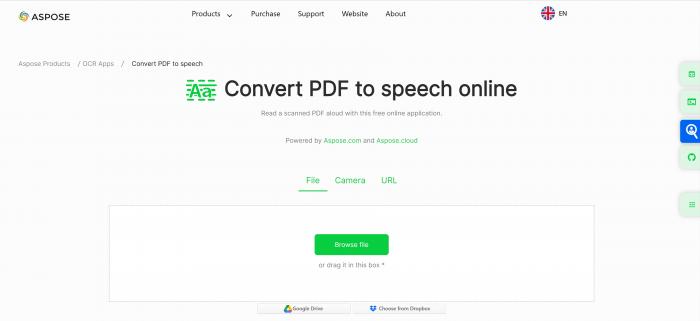 Aspirare il pdf al convertitore vocale